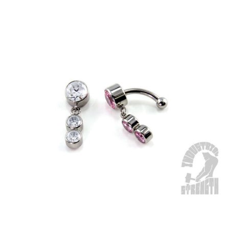 Navelsmycke med topph�ngande stenar (Vita)