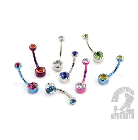 Navelsmycke med 6 mm slipad Swarovski-kristall