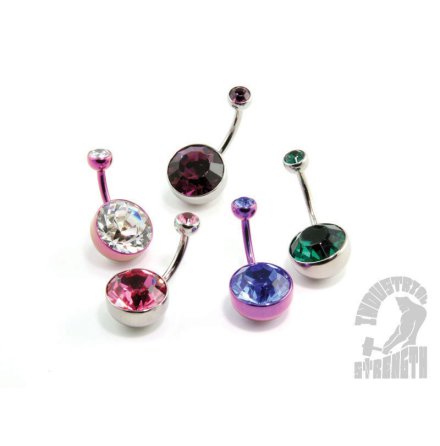 Bezel-set Faceted Gem Curved Barbells 10mm bottom white gem