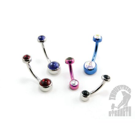 Navelsmycke i titan med 2 mindre Swarovski-kristaller