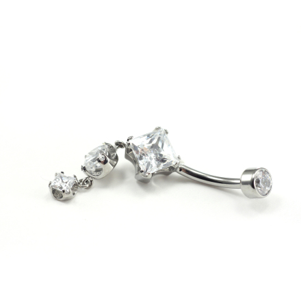 Navelsmycke med hängande fyrkantiga Cubic Zirkonia