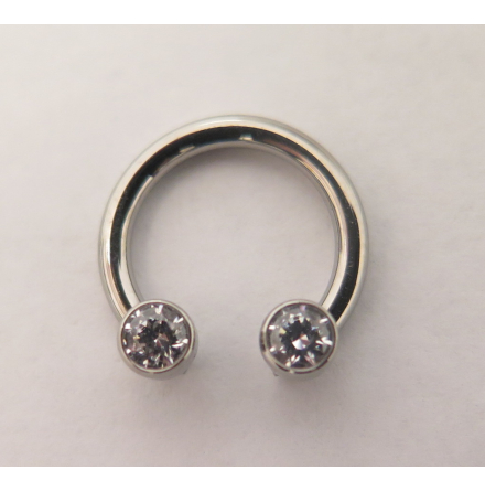 Ti ring 1.6x9.5mm med front facing holes, 2 Ti Gem 16g 3mm CZ