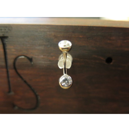 Navelsmycke 2.0mm 2 små runda stenar.
