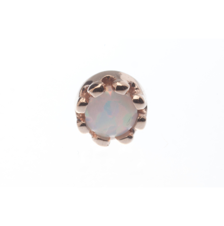 Pin with CABOCHON Crown Prong - 5mm - 3mm Gem,3mm Synth White Opal (1)