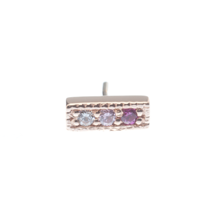 Pin with 3 Gem Micro Pavé Strip - 3x 1.25mm Gems-MILLGRAIN EDGES-GRADIENT GEMS