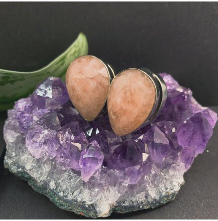 Solid Brass Stones spades with faceted Ros� quartz 16mm