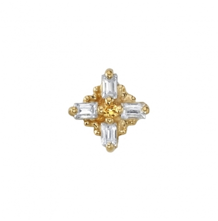 PIN with Gaia - 5mm - 4 1.5x1mm Straight Baguettes with 1mm Prong Center