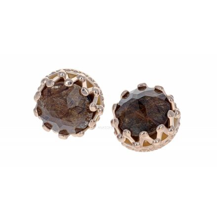 18K Gold KING with 3mm Rainbow Moonstone, Push fit