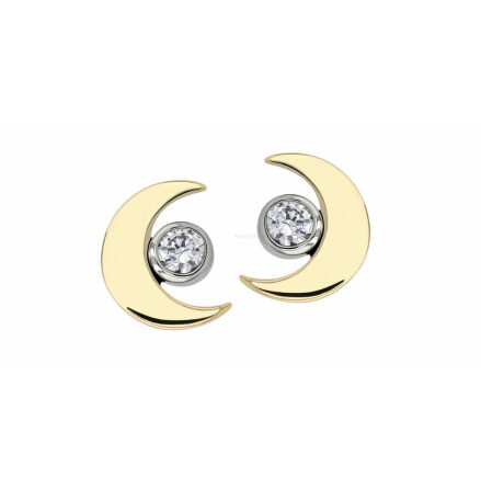 18k Moon with White Cz in Yellow gold, push fit