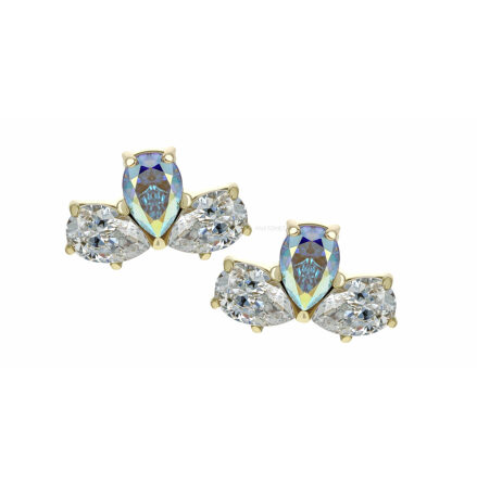 18k Millgrain Pear 3pc with CZ, push pin