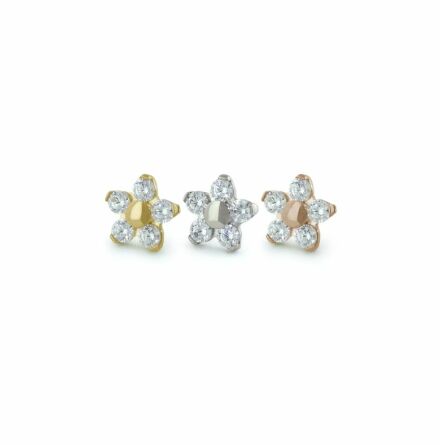 18K Gold Flower with Genuine Diamonds