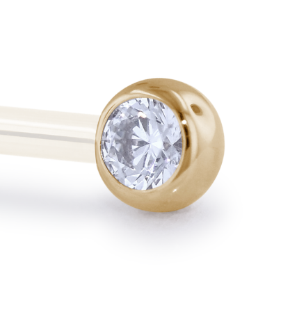 18K Gold Faceted Side Gem, Cubic Zirconia