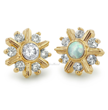 Maya, 2.5mm center gem w/ six 1.25mm CZs