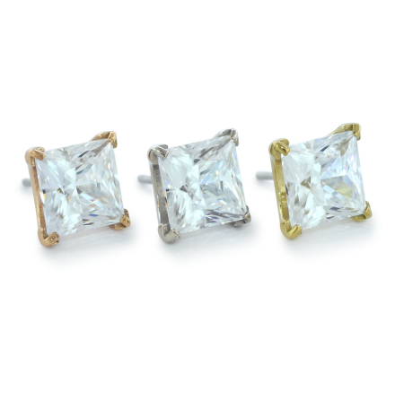 18K Gold Princess Cut Prong Set Gem