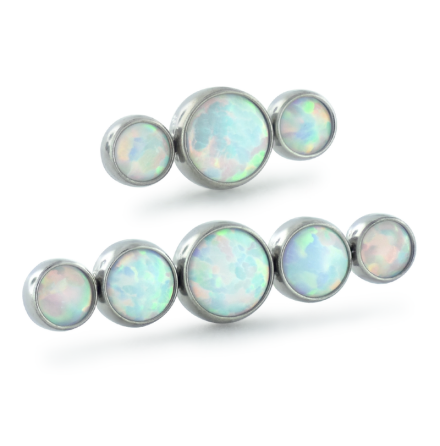 Titanium Bezel Set Cabochon Cluster - Linear