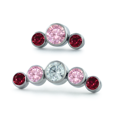 Valentines Titanium Bezel Set Gem Cluster- Curved