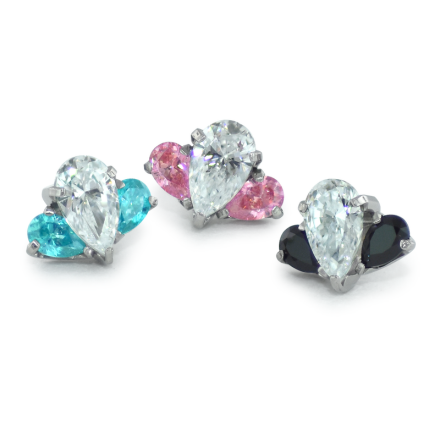 Titanium Pear Cut Gem Fan Clusters - Select Outer Gems