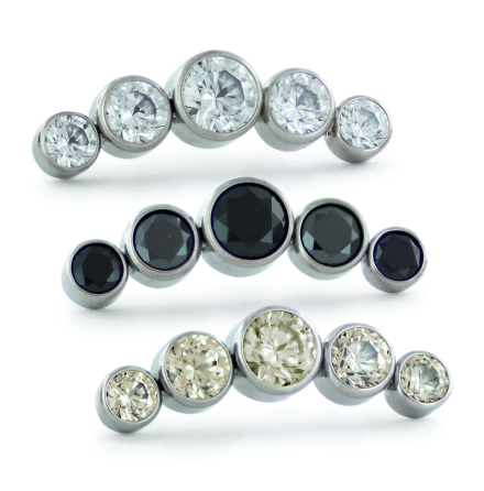 Titanium Bezel Set Faceted Gem Cluster - Curved