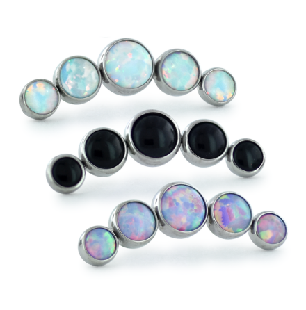 Titanium Bezel Set Cabochon Cluster - Curved
